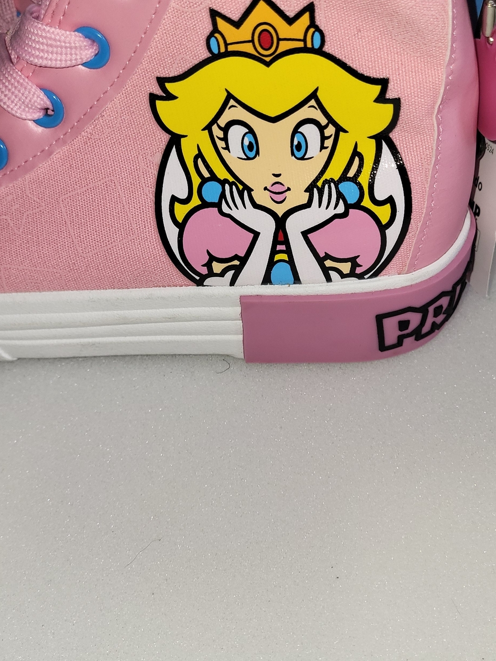 Kids Pink Princess Peach Character High-Top Sneakers by Super Mario